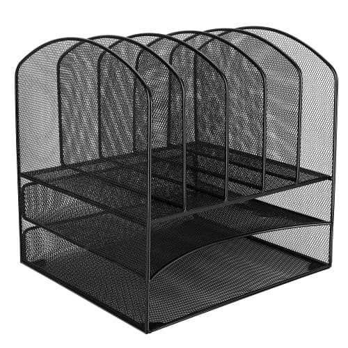 Mesh Desktop File Sorter (5 sections, black)