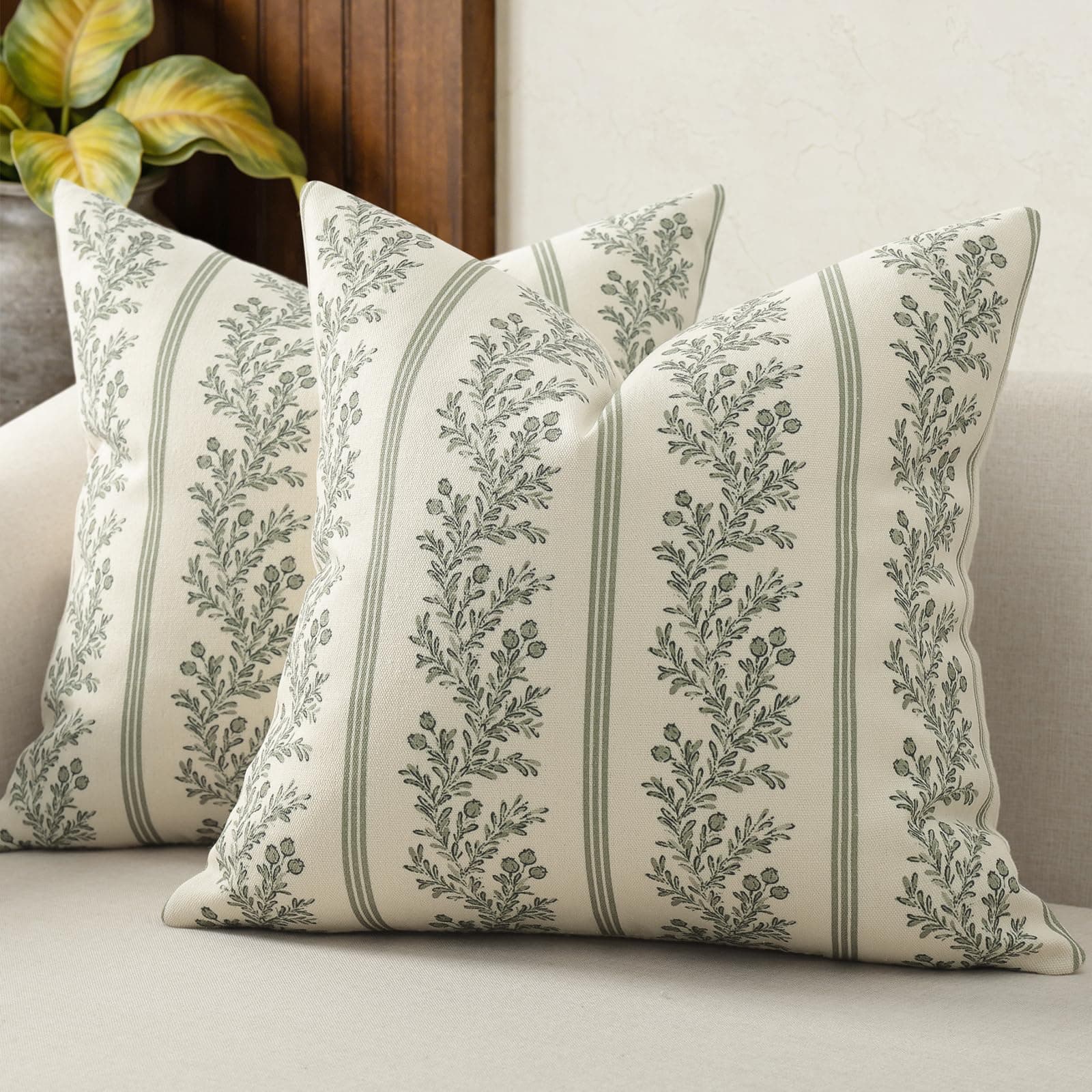 DKwizme Vintage Botanical Floral Pillow Covers 18x18 Set of 2