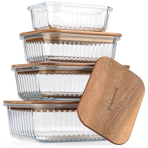 dokaworld Stackable Glass Mixing Bowls with Lids Set of 5