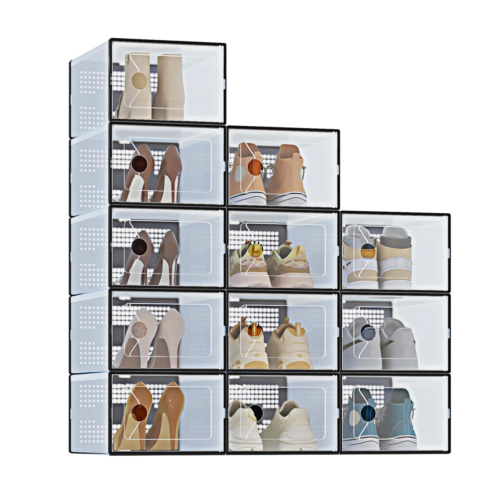 DUMOS 12-Pack Clear Shoe Storage Boxes