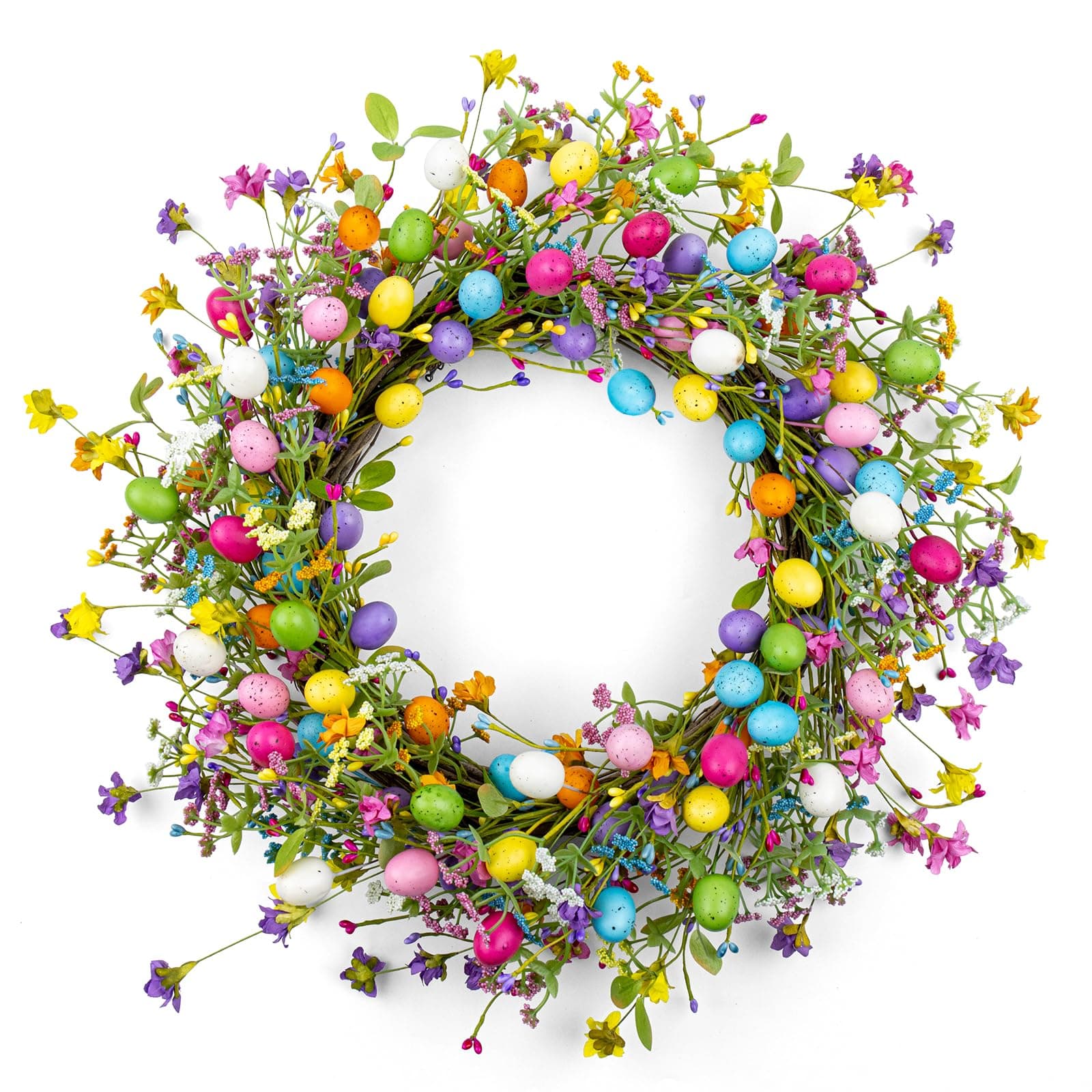 Goviraye 18 in. Easter Egg Wreath for Front Door, Spring Farmhouse