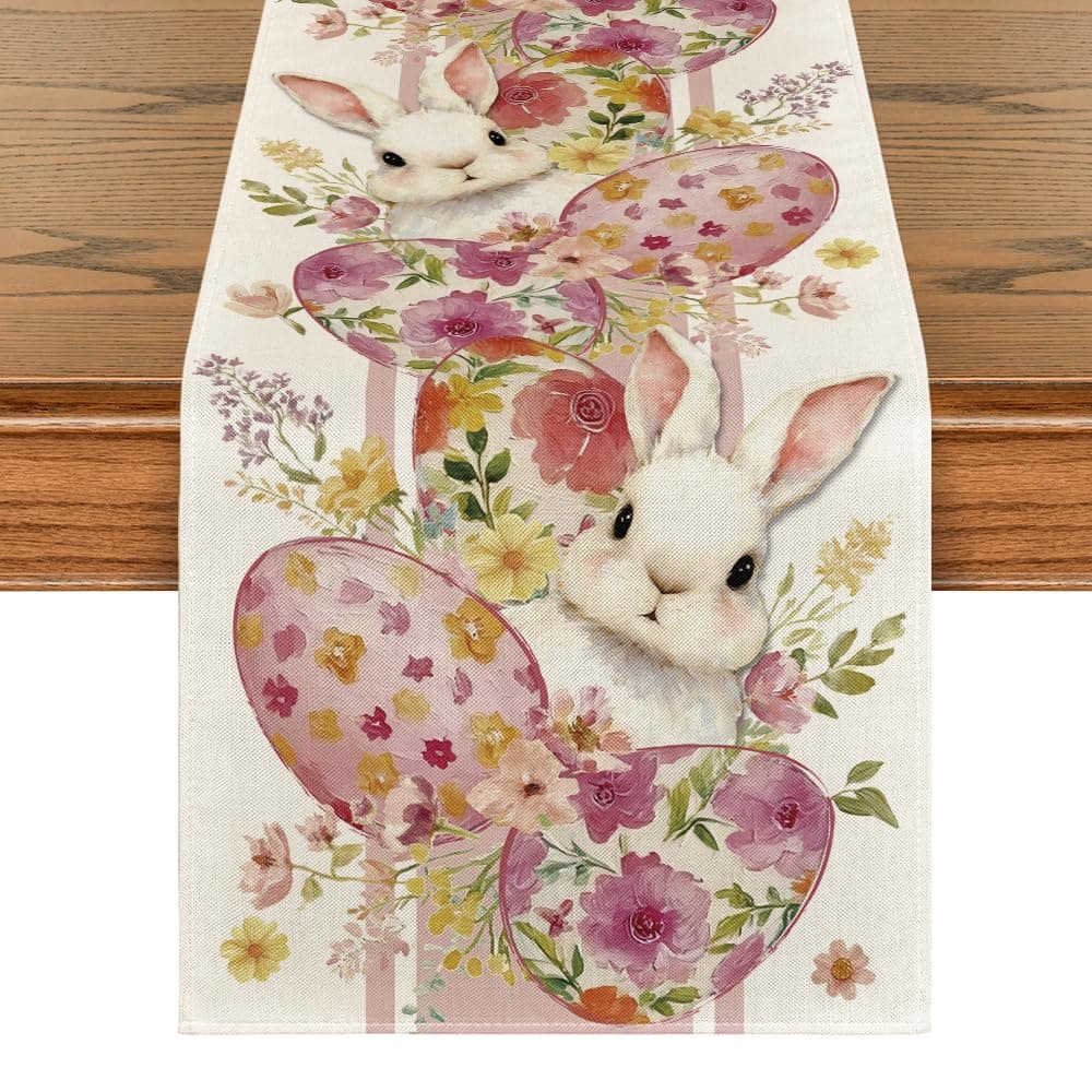 5-Piece Linen Easter Table Runner and Placemats Set