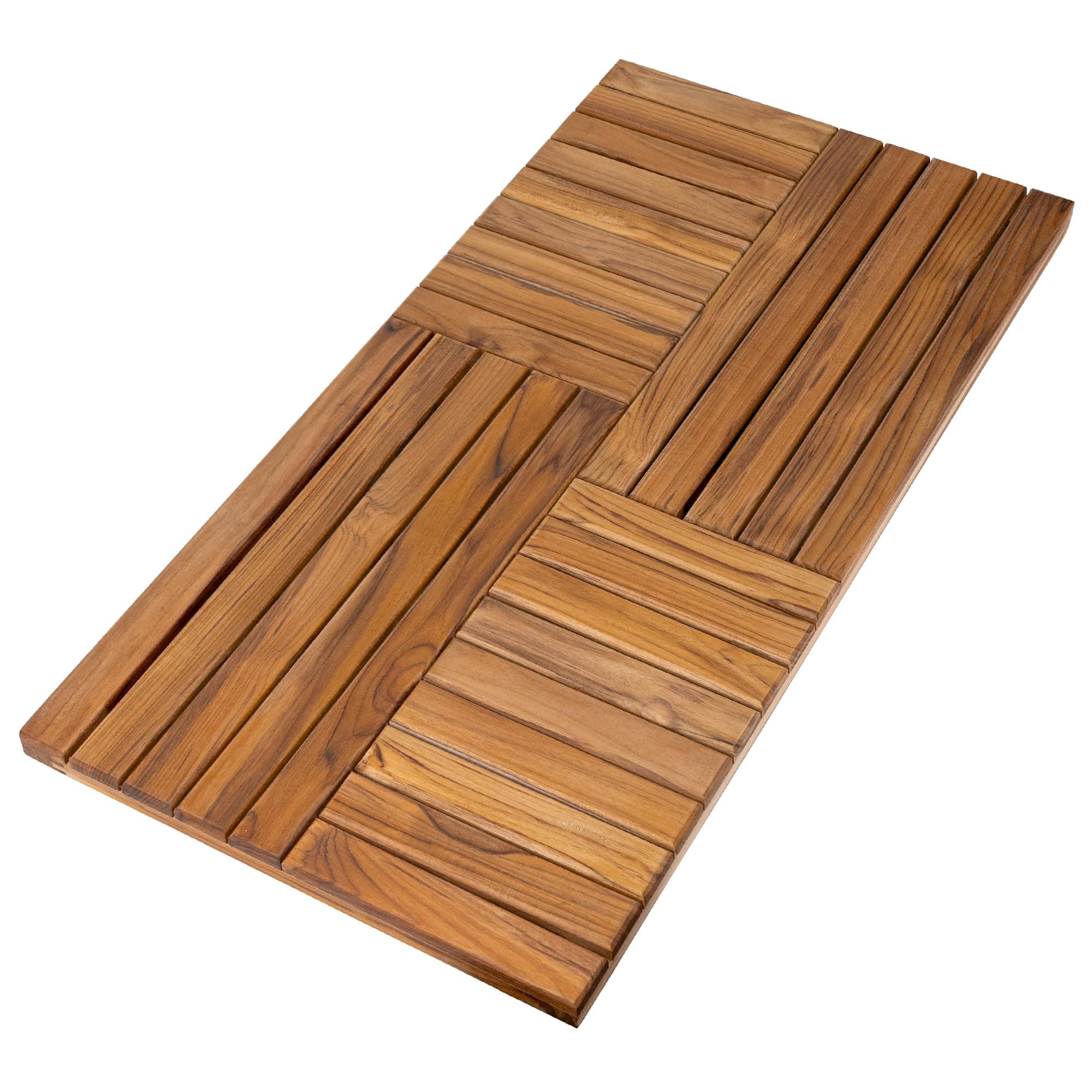EcoDecors Teak Shower Mat, 31 x 18 inch, Natural Color