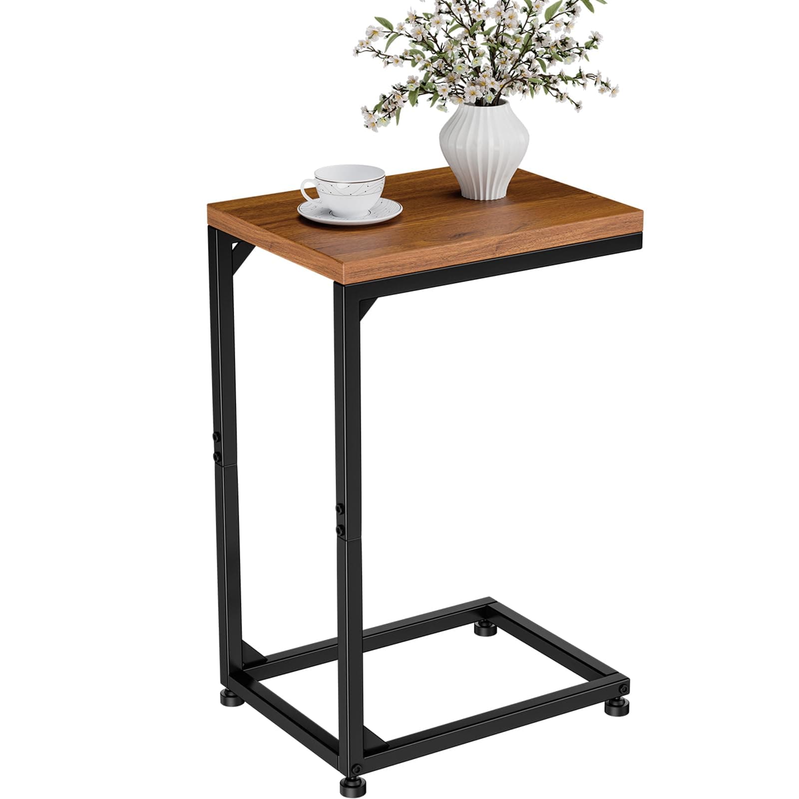 Ekisemio C-Shaped End Table with Storage Shelf