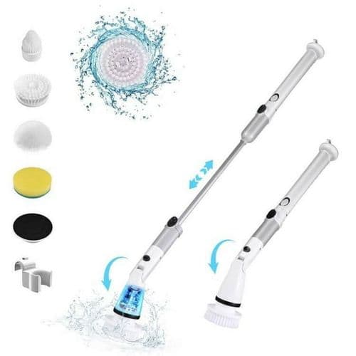 Electric Spin Scrubber 360, Cordless Bathroom Cleaning Brush with 4 Heads