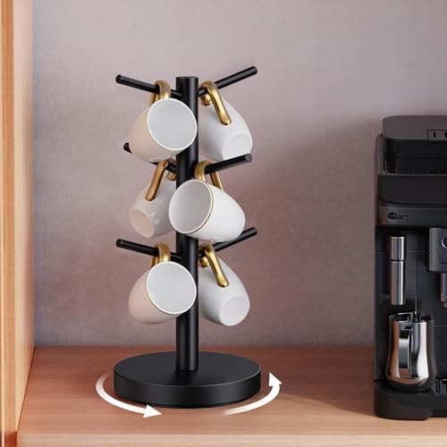 Wood and Metal Wall Mug Rack