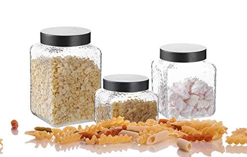 Emica Home Glass Canister Set with Marble-Print Lids (3-piece)