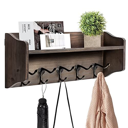 Entryway Wall-Mounted Floating Shelf with Hooks