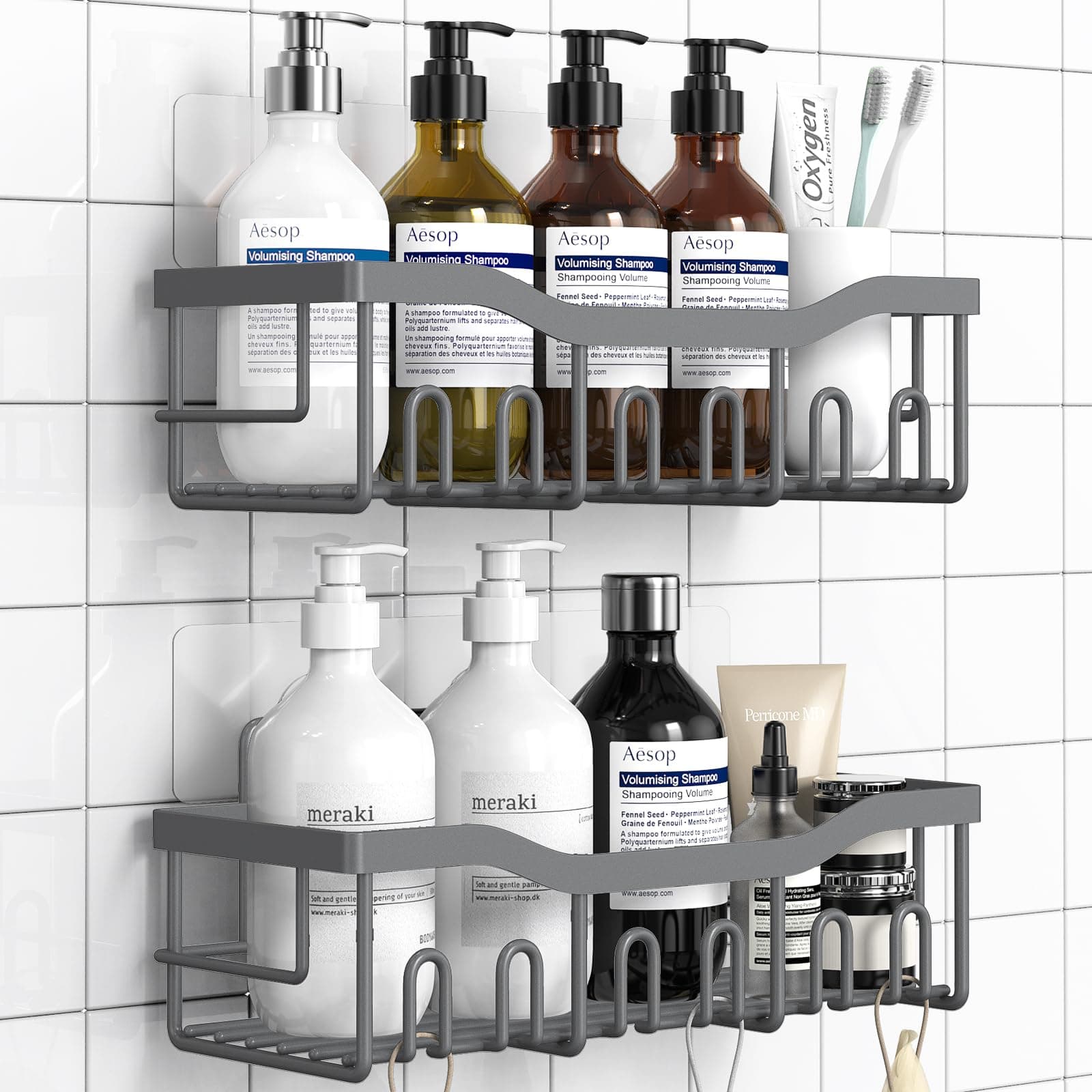 EUDELE 6-Pack Adhesive Shower Caddy Shelves