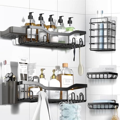 EUDELE Adhesive Shower Caddy 5-Pack Stainless Steel