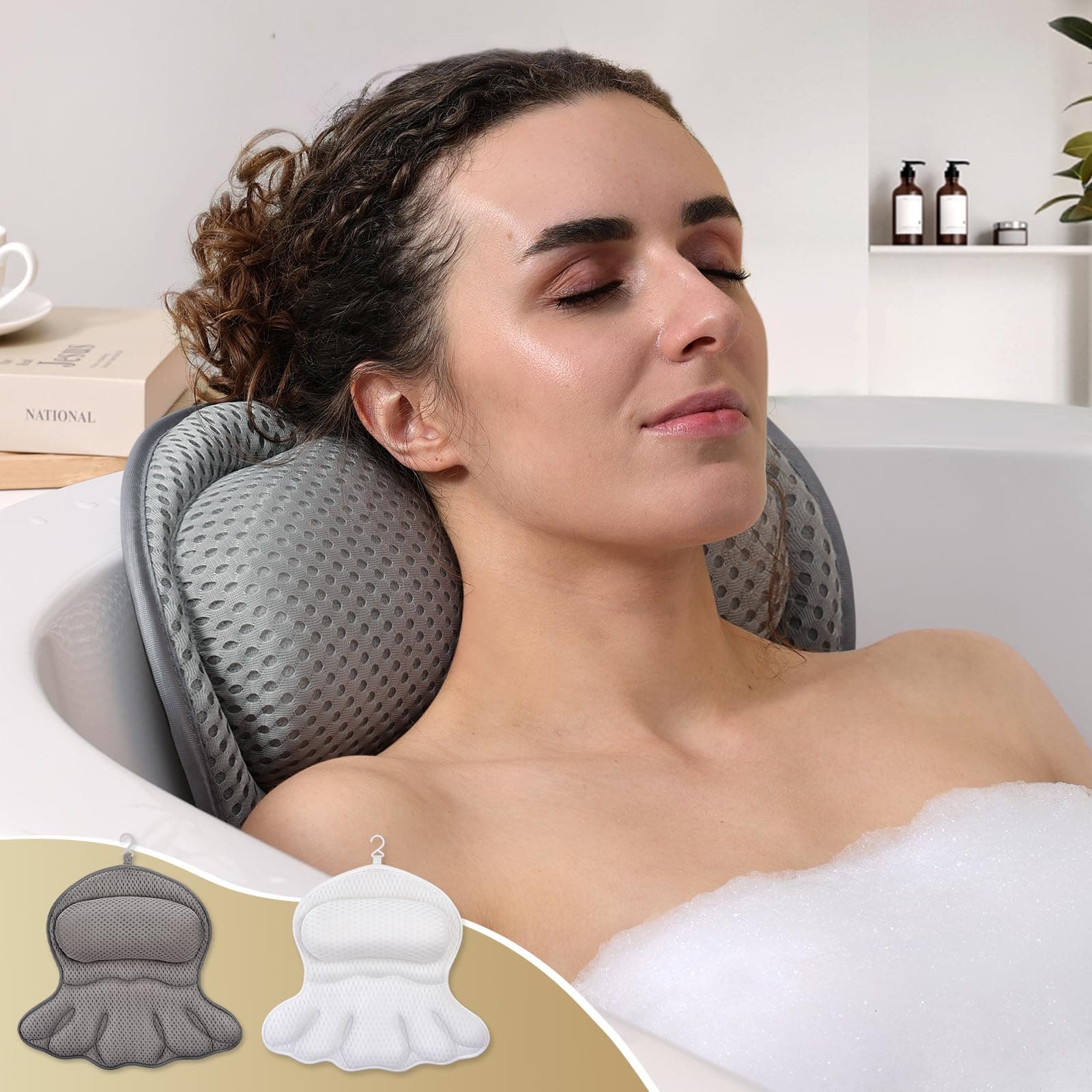 Quilted Bath Pillow with Suction Cups
