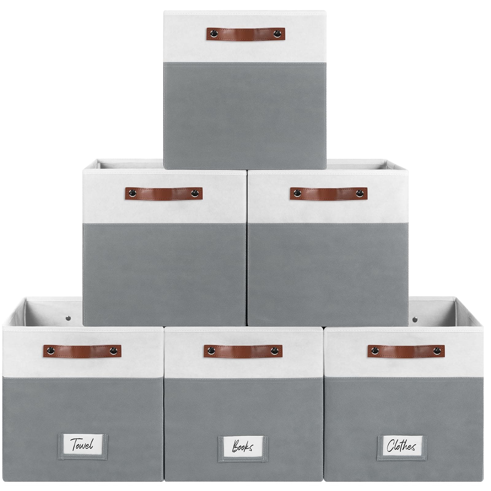 Fabric Storage Bins with Label Window — 4-Pack