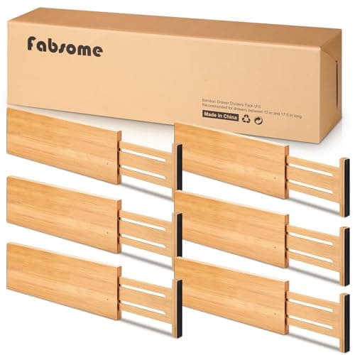 Fabsome Bamboo Dresser Drawer Organizers - 6 Pack