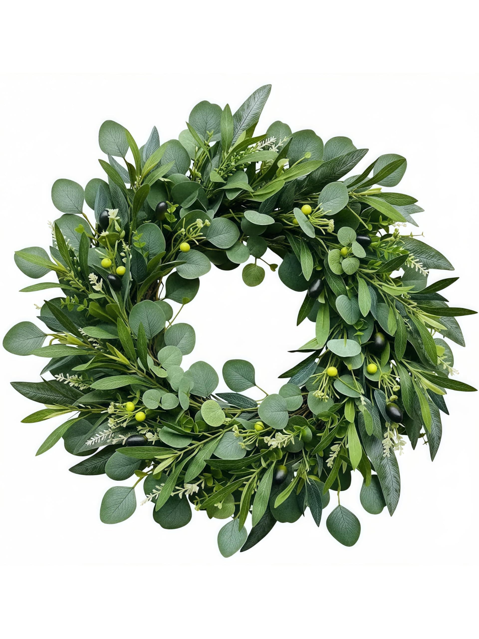 Faux Eucalyptus Wreath for Front Door (20 inch)