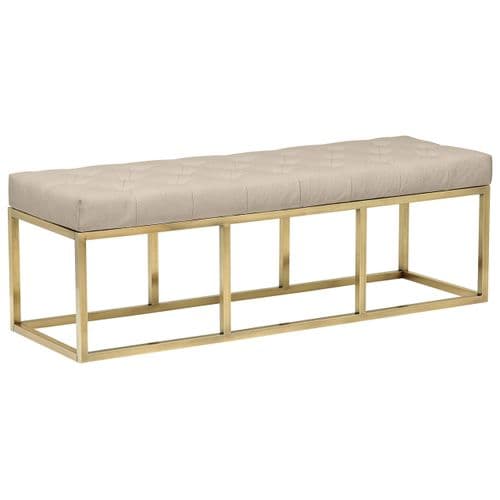 Faux Leather Tufted Bench with Gold Legs