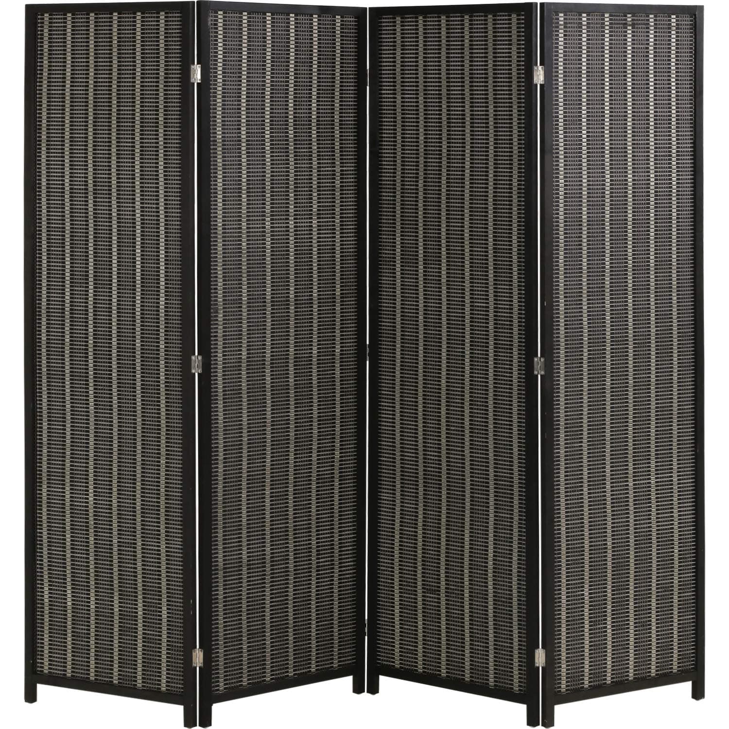 FDW 4 Panel Bamboo Room Divider Black