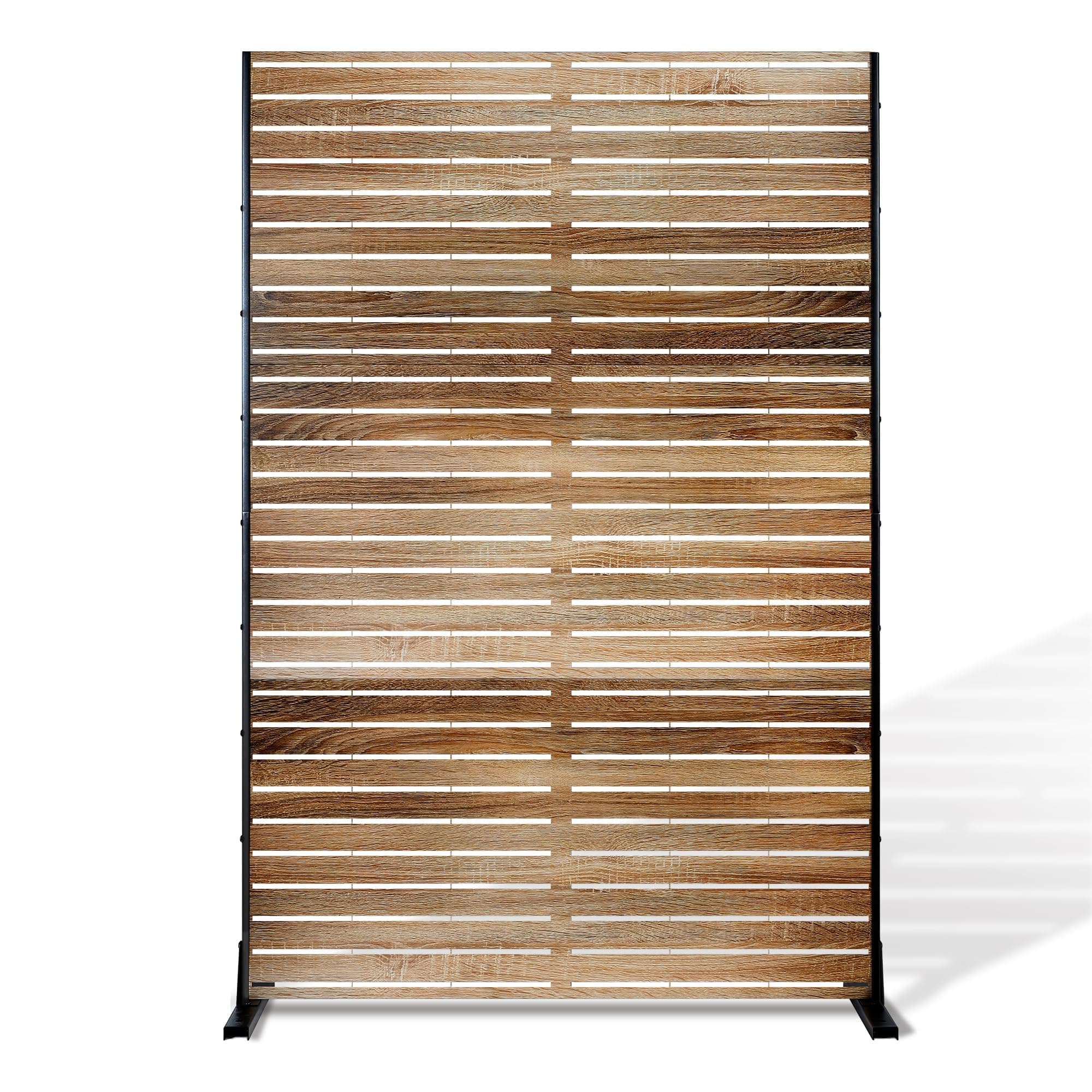 FENCY Metal Privacy Screen 72 in H x 47 in W Natural Wood Color