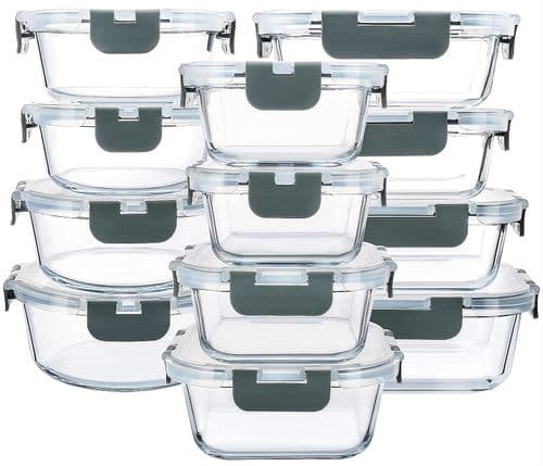 FineDine 24-Piece Glass Storage Set with Locking Lids