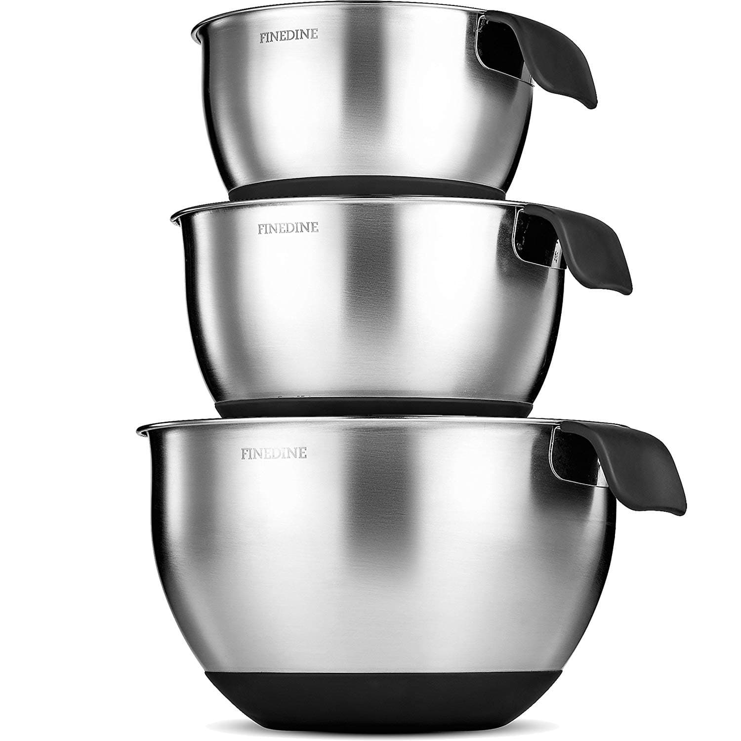 FineDine Stainless Steel Mixing Bowls with Lids Set of 5