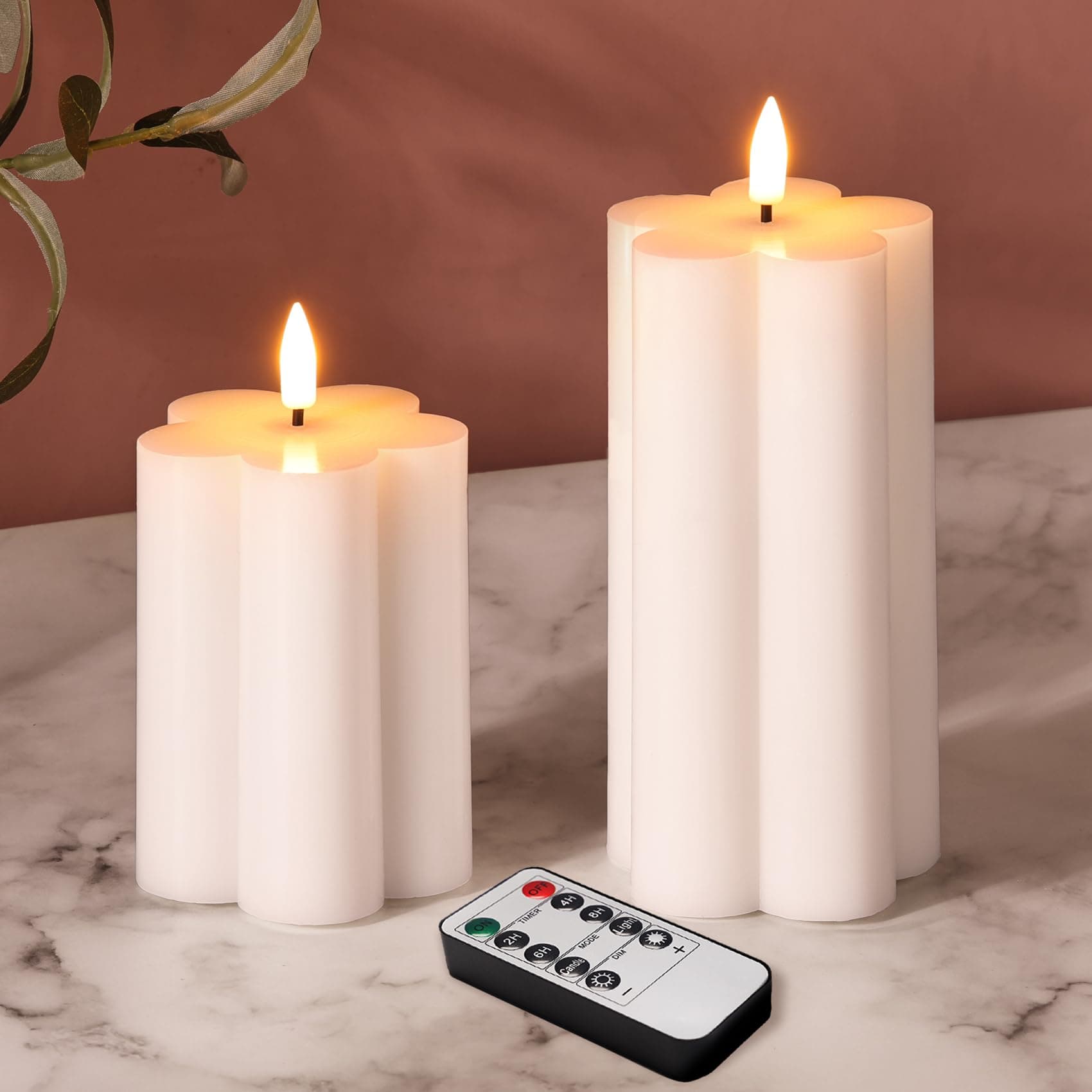 Real Wax Flameless Pillar Candle Set of 3 with Remote