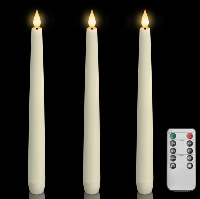 Flameless Taper Candle Set With Remote — Set of 12