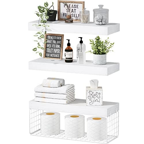 White Floating Bathroom Shelf (24-Inch)