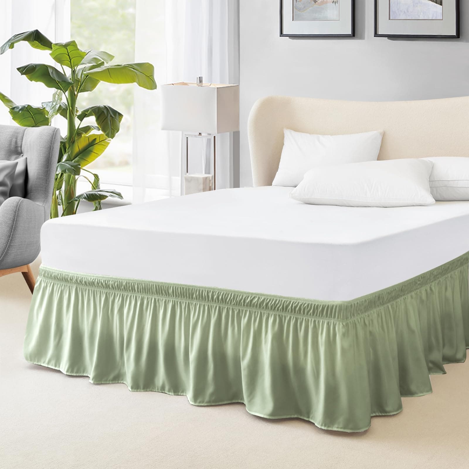 FreshCulture Queen Bed Skirt - Elastic Wrap Around, 15 in. Drop