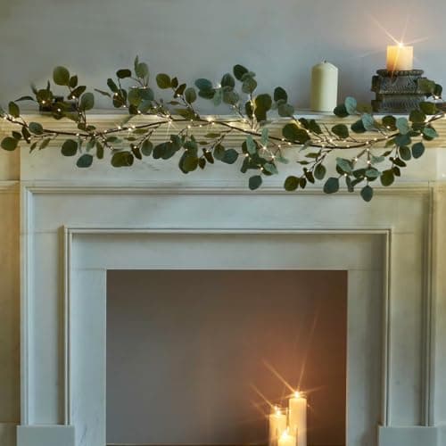 Fudios Greenery Garland with Lights and Timer
