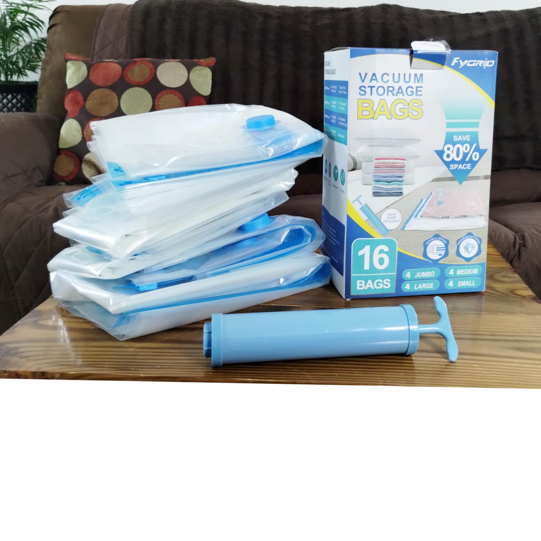 Fygrip Vacuum Storage Bags 16 Combo with Hand Pump