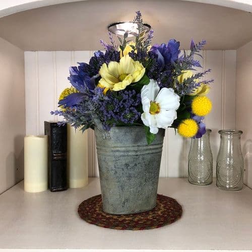 Galvanized Metal Bucket Flower Vase Set of 3