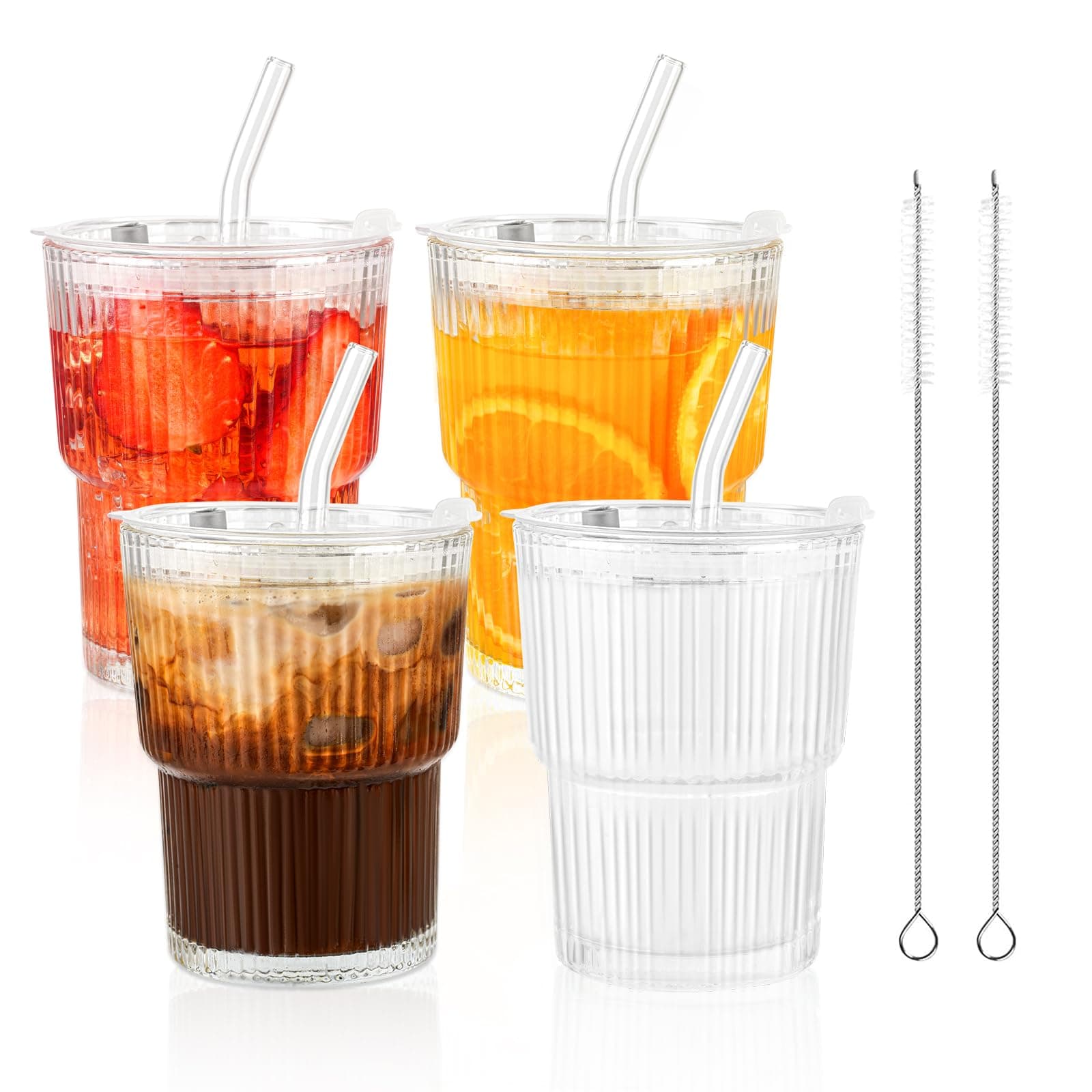 GALVANOX Freezable Iced Coffee Cup with Lid and Straw (16 oz)