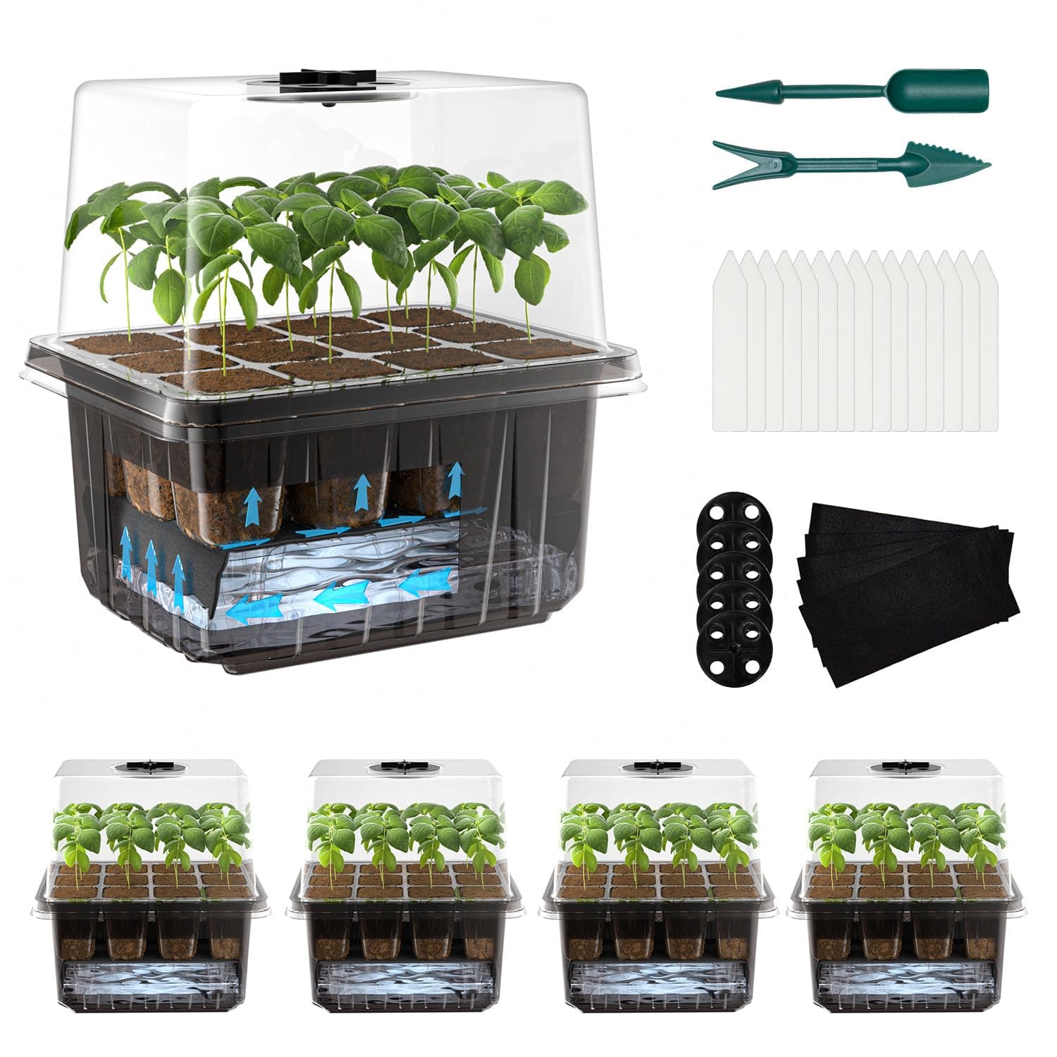 Gardzen 5-Set Seed Starter Tray Kits with Humidity Domes
