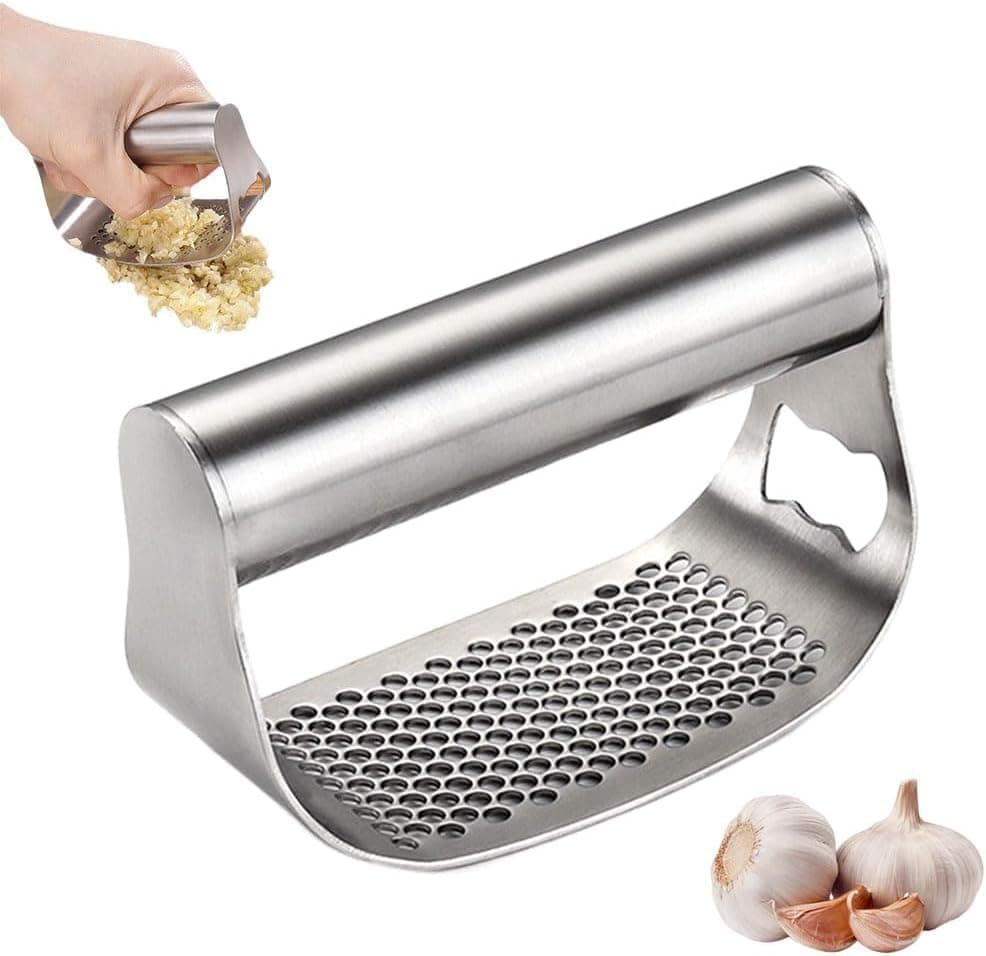 Stainless Steel Garlic Press with Self-Clean