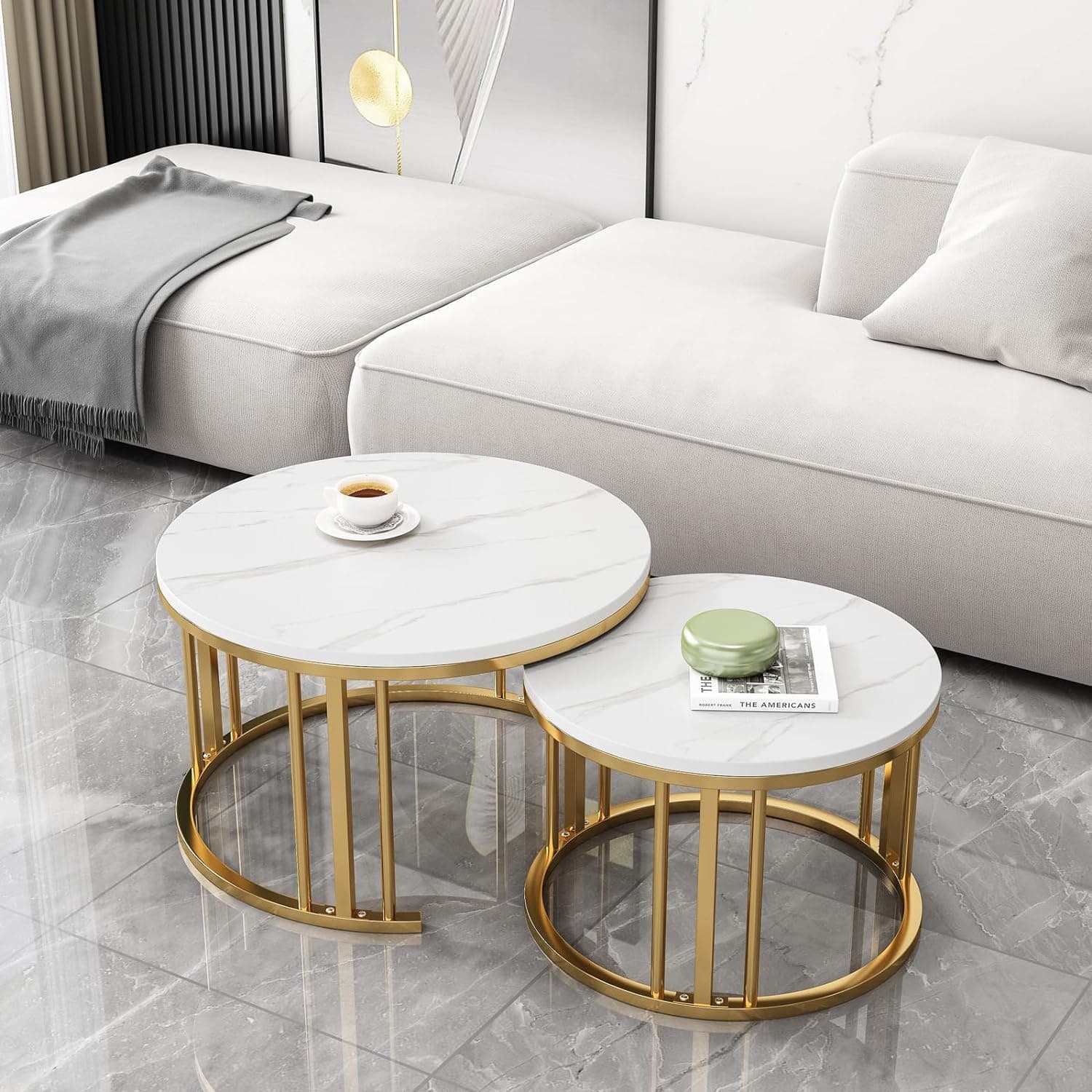 Giantex Faux Marble Nesting Tables Set of 2