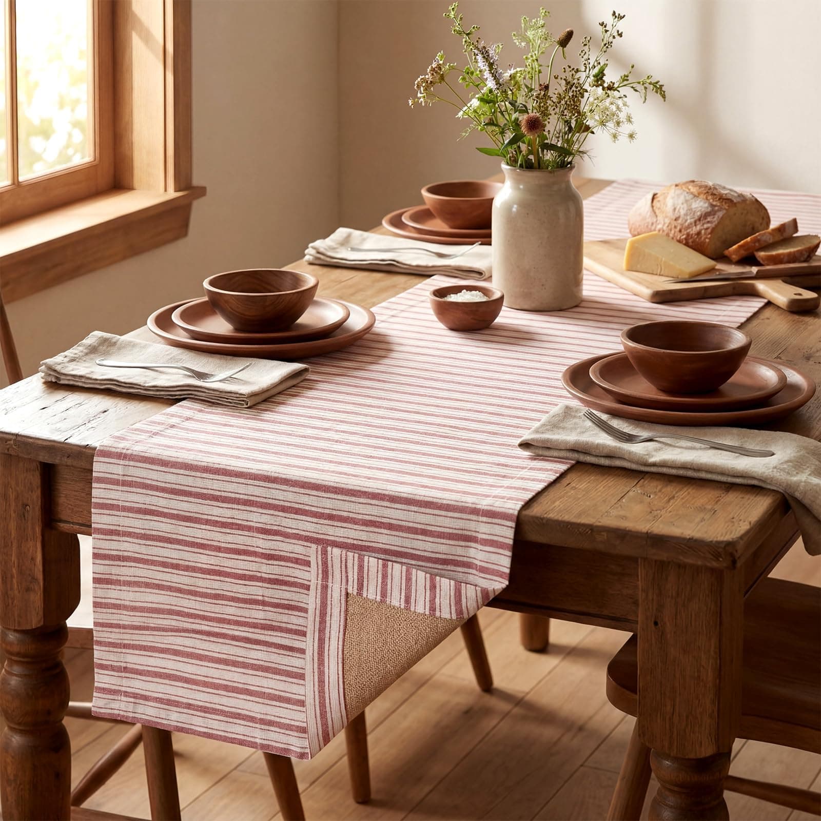 Gilprop Red Striped Linen Table Runner - 13 x 72 in.
