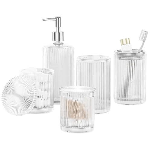 Glass Bathroom Accessory Set 5-Piece
