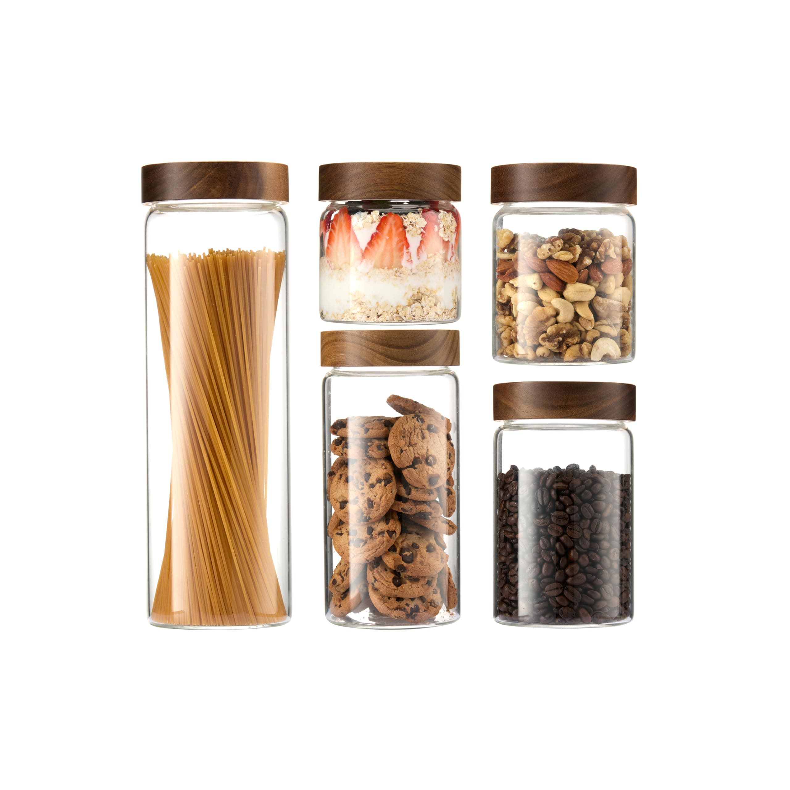 Glass Storage Jars Set with Bamboo Lids