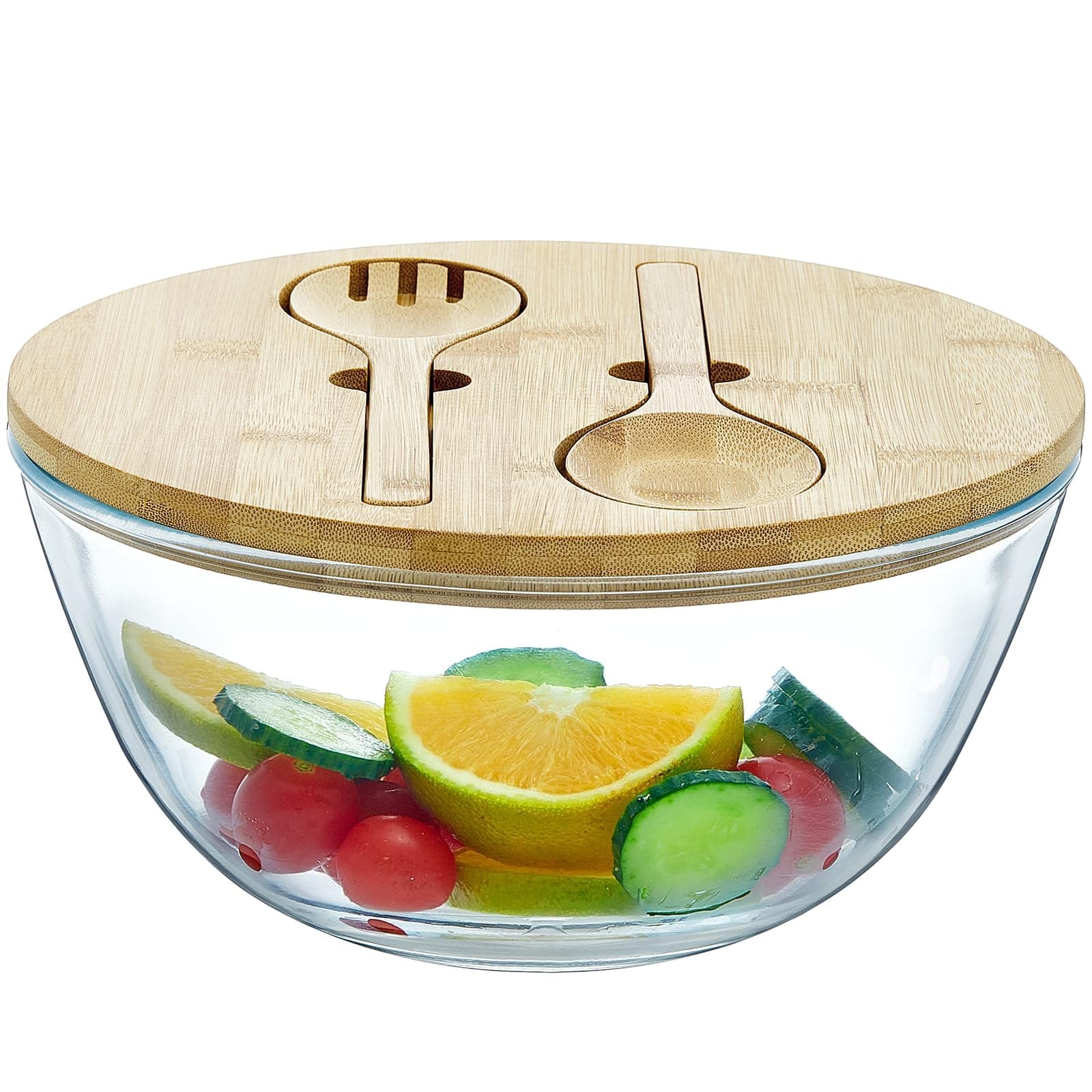 Large Glass Salad Bowl with Lid