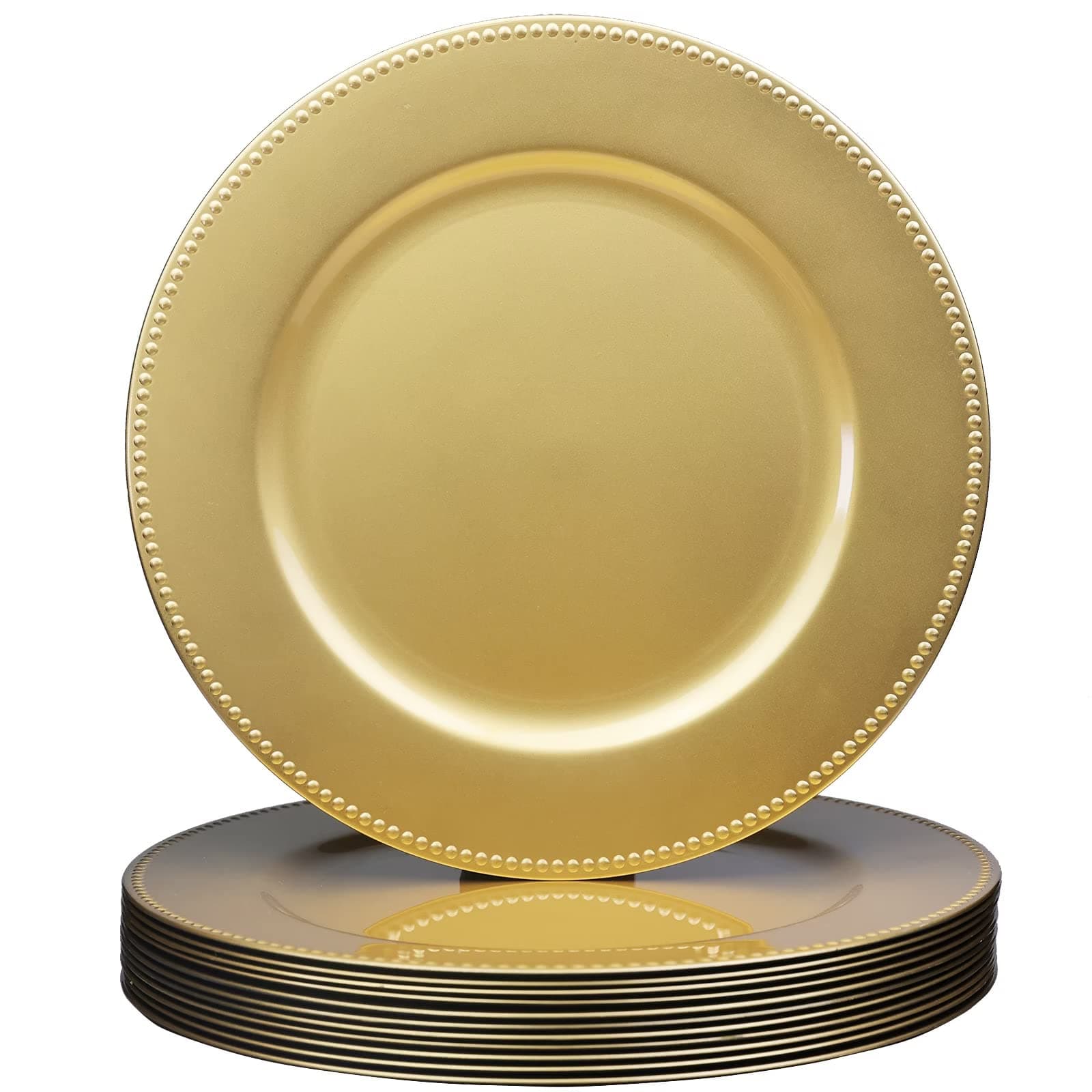 Glass Charger Plates Set of 4 with Gold Rim