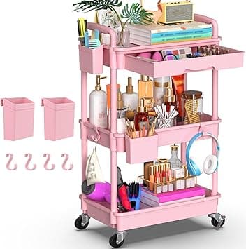 Goovilla 3-Tier Rolling Cart with Removable Drawer