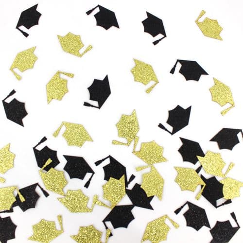 Graduation Confetti and Table Scatter (gold/black, 2 oz bag)