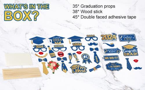 Graduation Photo Prop Set (30 pieces, on sticks)