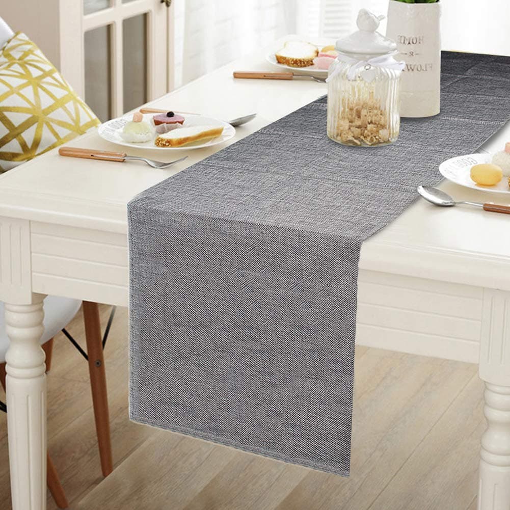 Gray Burlap Table Runner - Natural Linen 14 x 108 in.