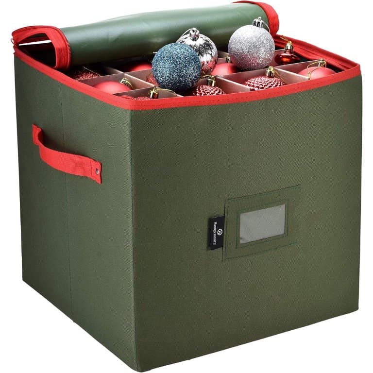 Handy Laundry Christmas Ornament Storage Box, 64 Ornaments, Adjustable Dividers