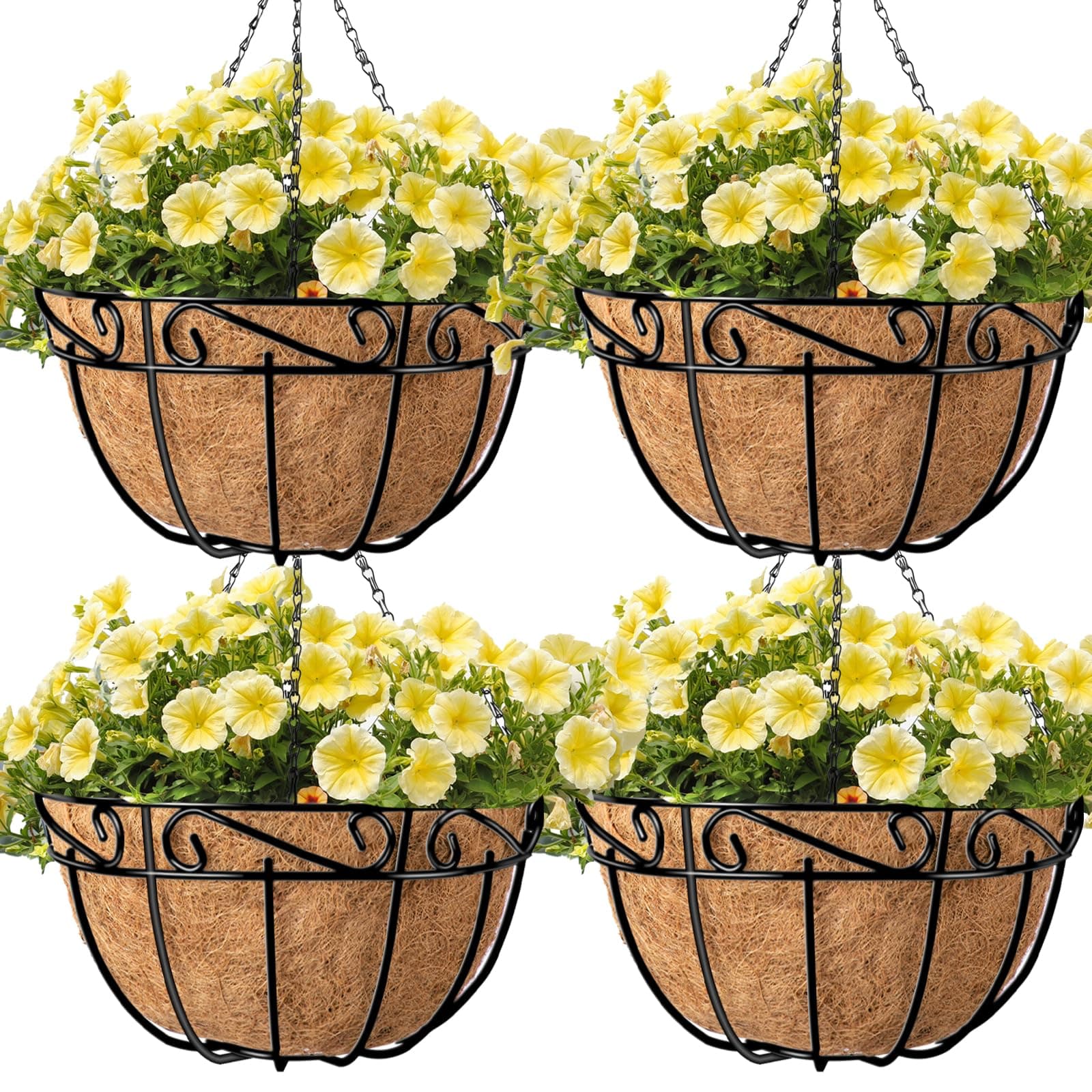 AMAGABELI 4-Pack Hanging Baskets with Wall Brackets