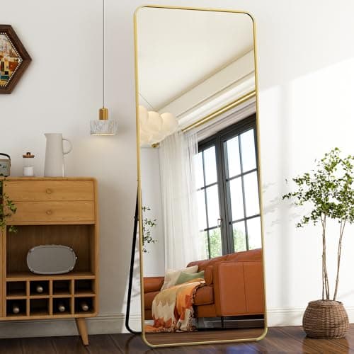 Harritpure Arched Floor Mirror Gold 64 in.