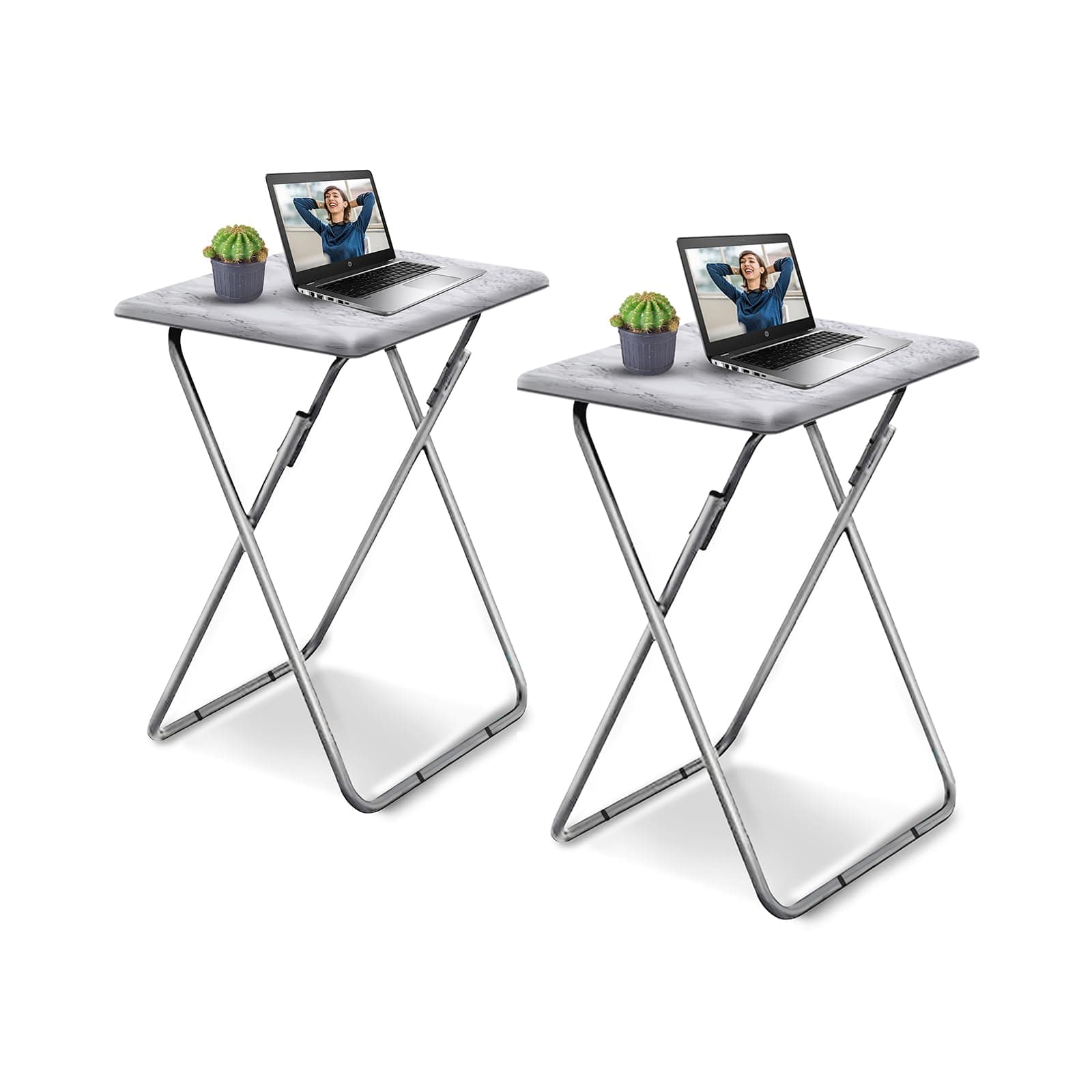 hatleues Set of 4 Folding TV Tray Tables with Stand