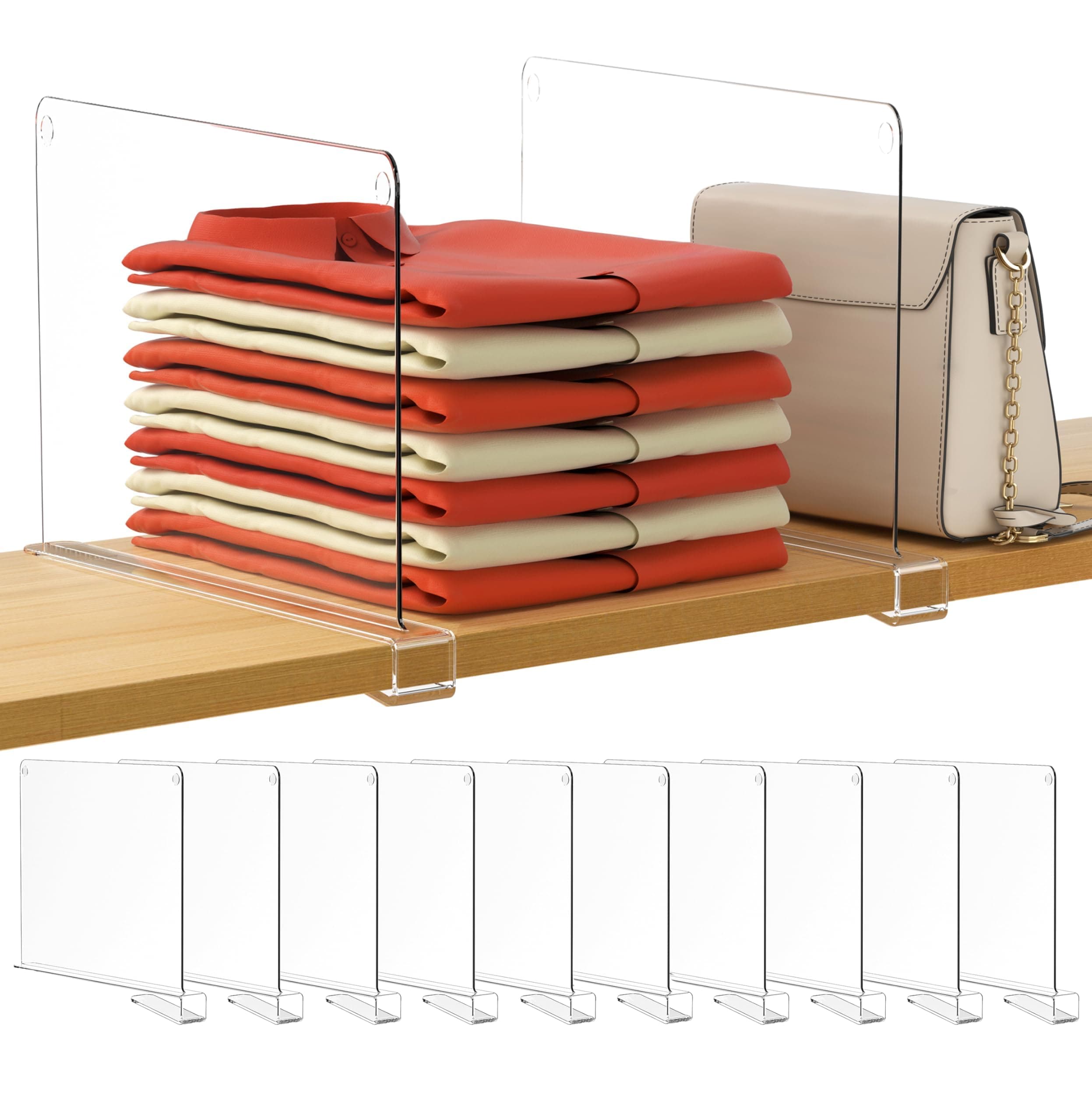 HBlife Clear Acrylic Shelf Dividers, 6-Pack