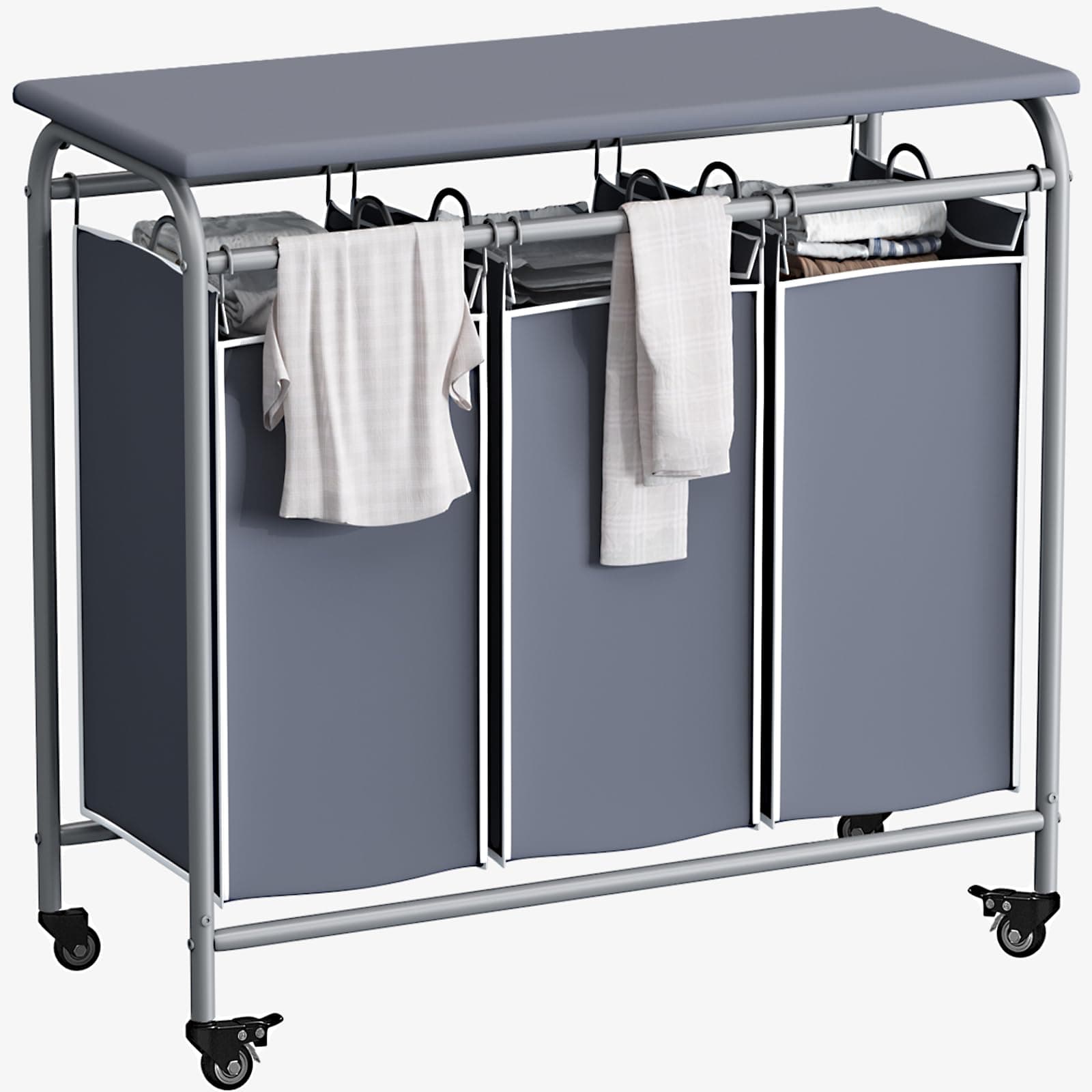 Commercial-Grade Steel Laundry Cart