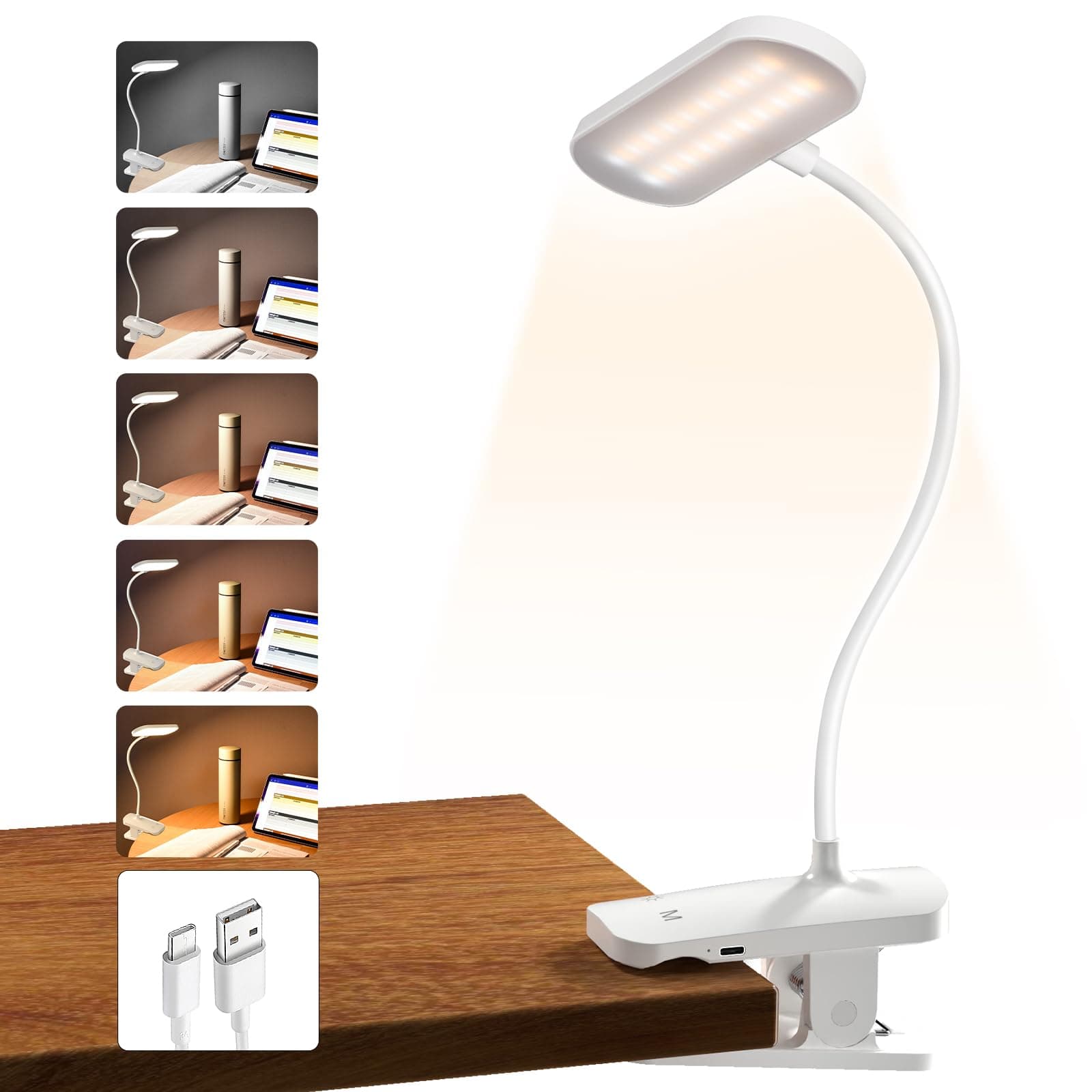 HECDSTLY Rechargeable Clip Reading Lamp